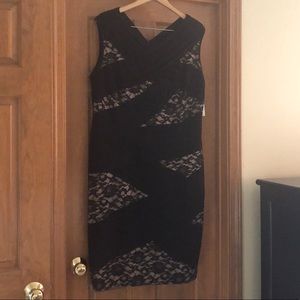 New! Adrianna Papell black and lace cocktail dress